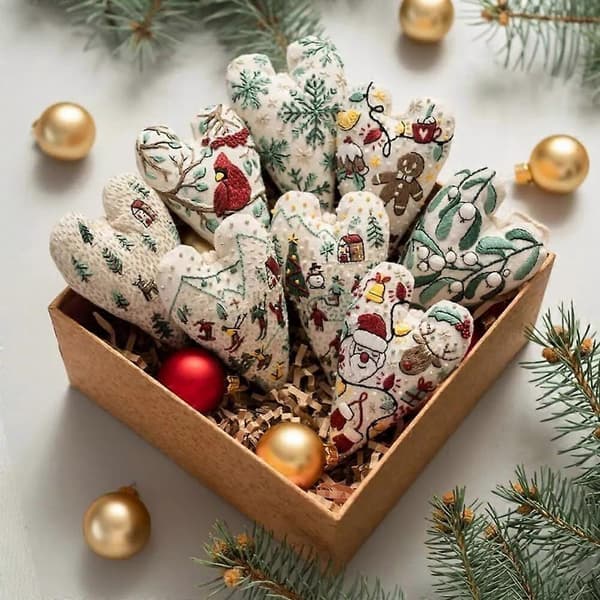 DIY Hjerte Broderi Juledekoration, Jule Hjerte Broderisæt snowflake DIY