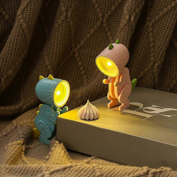 Nattlampa Barnlampa Mini Dinosaurie LED Skrivbordslampor Söt DIY Portabel med Justerbar Vinkel för Barn Studenter Sovrum Bokstöd Barnrum Yellow