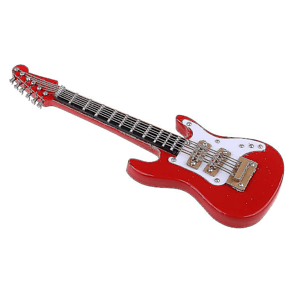 10cm Miniatyr Elektrisk Gitarr Replika Med Fotpall Musikinstrument Modell Ornament Julgåva Heminredningssats Red