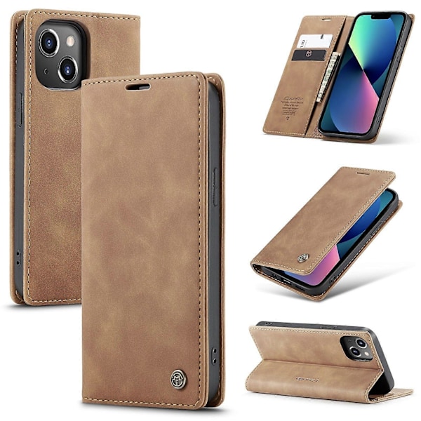 För iPhone 14 CaseMe-013 Multifunktionellt Retro Frostat Läder Telefonfodral