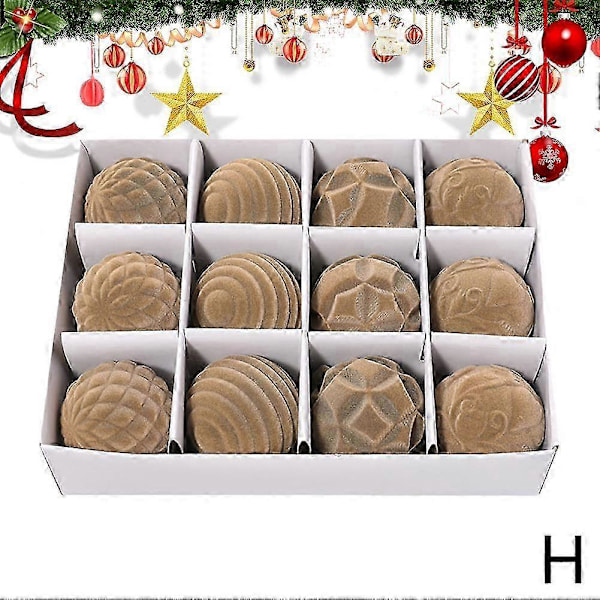 12 st Juldekorationsbollar att Hänga Khaki