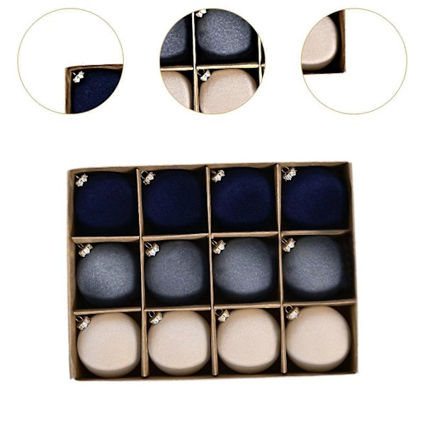 12-pack Flockade Julgranskuleprydnader Juldekorationer Splittersäkra Mörkgröna Multi Dark Blue Multi Small