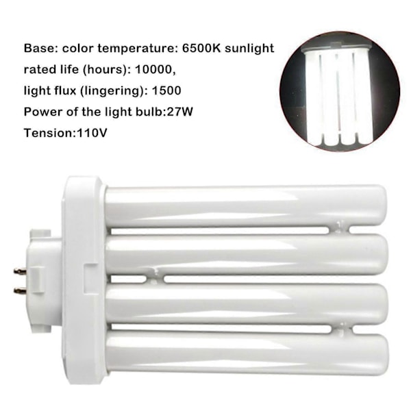 27W FML 27W 6500K 4-stift Quad Tube Ljuslampor Kompakt Lysrör
