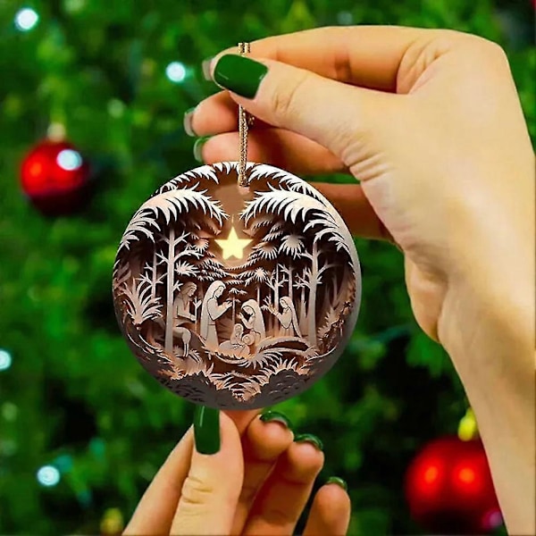3D Julkrubba Julgranskulor Julgranshängen För Familj Vänner Kristen G F