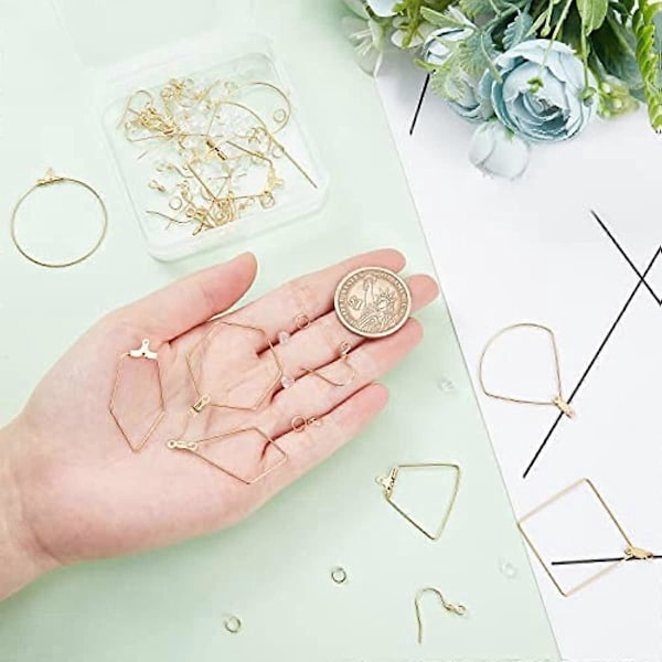 DIY Örhänge Tillverkningskit Inklusive Rostfria Örhängen med Plast Öronmutter Öppna Hoppringar