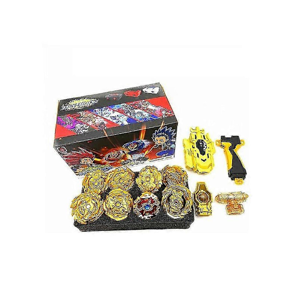 8 st Gyllene Beyblade Set Gyro Burst Med Launcher Portabel Förvaringslåda Barn Present Topp(FMY)