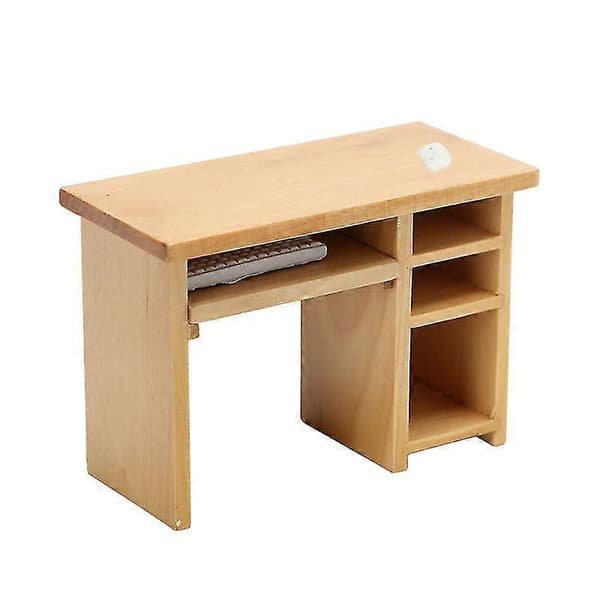 Miniature møbel legetøj dukkehus diy dekoration tilbehør mini 1:12 computerbord sæt luolv