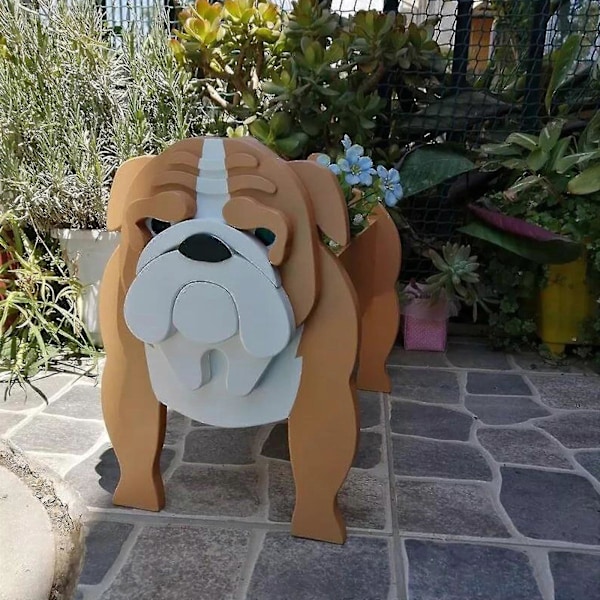 Söt Hund Planteringskruka, djur Blomkruka För Trädgårdsdekorationer Het Bull Terrier Planter