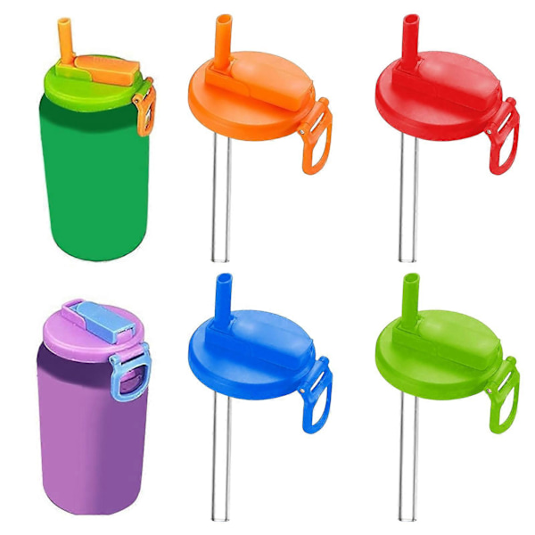 Läskburkslock med sugrör BPA-fria återanvändbara burklock för standard dryckesburkar BPA-fritt campingburkslock för spillskydd Orange