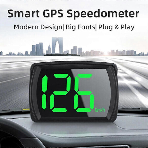 Universal Digital GPS Hastighetsmätare Påminnelse Meter HD LCD-skärm Plug and Play Stor Font för Alla Fordon