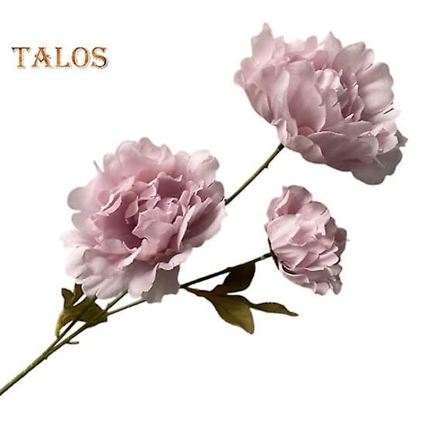 Dekorativa konstgjorda blommor, 3 huvuden i en dekoration, pastoral stil, utsökt simuleringsväxt, falska sidenblommor, heminredning light purple