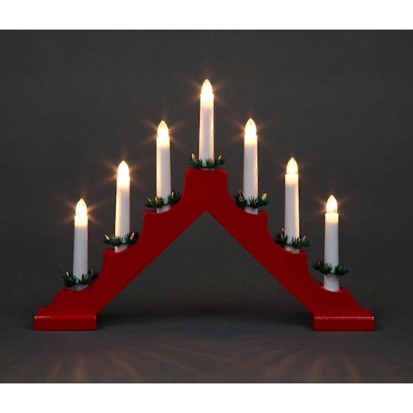 Traditionell Förbelyst Ljusstake med 7 LED-lampor, Nätansluten Fönster Julgransbordslampa