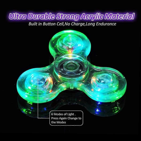 Krystall Lysende LED Lys Fidget Spinner Hånd Topp Spinners Gløder I Mørket EDC Stressavlastende Leke Gyroskop