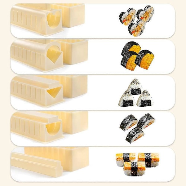 Uppgraderat Sushi Making Kit Deluxe Edition med komplett sushiset 10 delar Plast Sushi Maker Verktyg Komplett med 12 Sushi Risrulle Formar Sha (FMY)