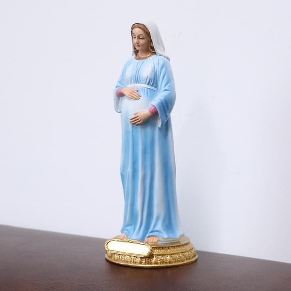 Gravid Jomfru Maria Statue Dekorasjon Guds Mor Håndlaget Religiøs