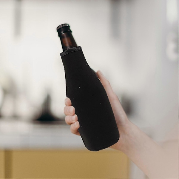 12-pack Öl Kylmanschetter Håller Drycken Kall Dragkedja Neopren Isolerad Skyddshylsa Svart