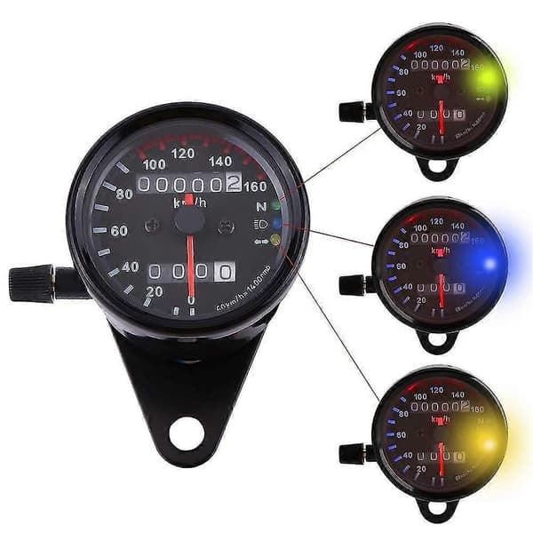 Motorcykel Odometer Måler Signal Dobbelt Digital Display Km/t Universal 1 stk. (sort)