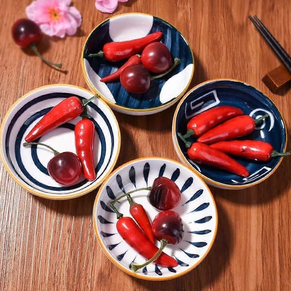 Japansk tilbehør sett med 4, soyasausfat, dippskåler sett