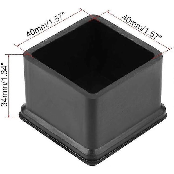 Gummistolsbensskydd 40mm x 40mm Fyrkantigt Möbler Bordsbensskydd 4st