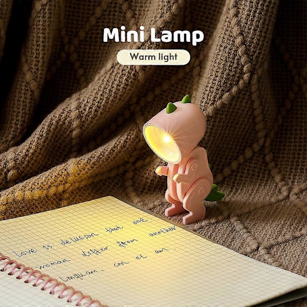 Nattlampa Barnlampa Mini Dinosaurie LED Skrivbordslampor Söt DIY Portabel med Justerbar Vinkel för Barn Studenter Sovrum Bokstöd Barnrum Green