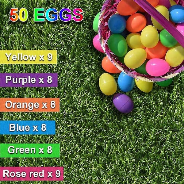 50 Stykk Plastpåskeegg, 2 3/8\" (6cm) Fyllbare Påskeegg, Plast Egg For Eggjakt