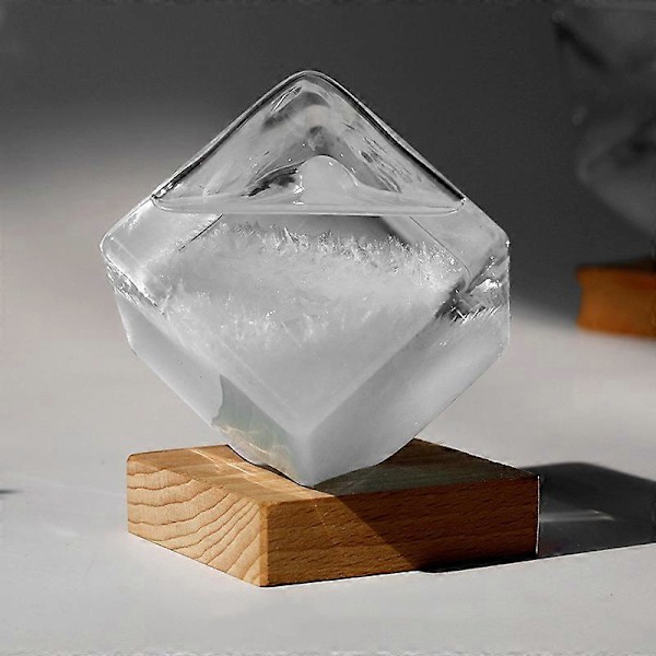 Väderstorm Kub med Bas Väderprognos Kristall Stormglas Vatten-Kub Glas Skrivbordsdekor Blue Large
