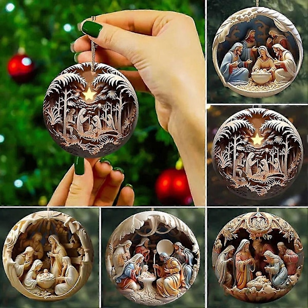3D Julkrubba Julgranskulor Julgranshängen För Familj Vänner Kristen G C