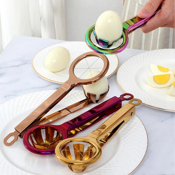 Äggskärare i rostfritt stål Multifunktionell Robust Kompakt Hexagonal Äggdelare för Hemmet Rose Gold