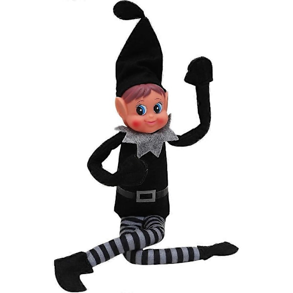 Jultomte som beter sig illa Plyschleksak | Rolig Lång Böjbar Stygg Pojke Jultomtedocka | 30 cm Black Girl