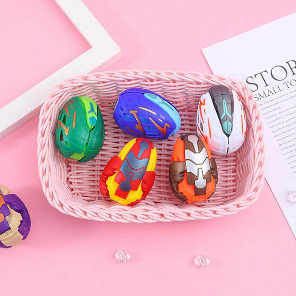 6 stk/sett Dinosaur Robot Transformering For Barn Deformasjon Dinosaur Egg Automatisk Transformasjon Vridning Gutter Utdanningsmessig 6PCS Set