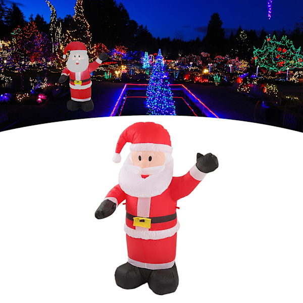 Jul Uppblåsbar Tomte Vattentät Rivtålig Uppblåsbar Tomtedekoration med LED-lampor UK Plug