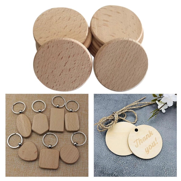 20 Stycken Obehandlade Träskivor Runda Diskar Cirkelbitar Utskurna Flisor 4cm