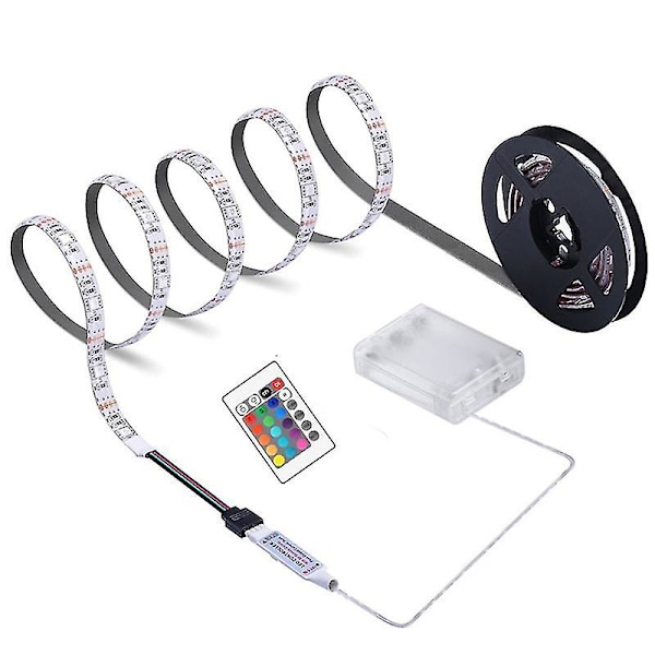LED Strip Ljus Fjärrkontroll Batterilåda Drivs Hög Ljusstyrka IP65 Vattentät Dekoration DC 5V RGB 5050 TV Bakgrundsbelysning Rumslampor Väggdekor För H 3M