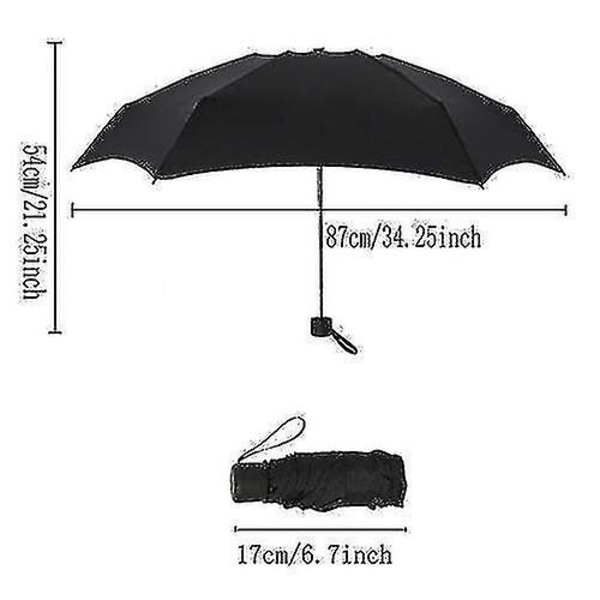 Litet trendigt fickparasoll med UV-skydd och vattentätt (svart)