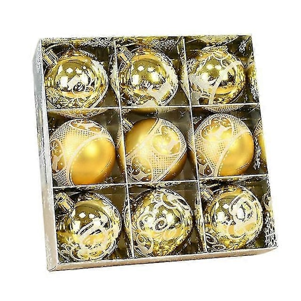 9 st/förpackning 6 cm Roséguld Julkula Dekoration Älg Tomte Julkulor Hänge För Julgran Hem Hängande Ornament Nyår Gold