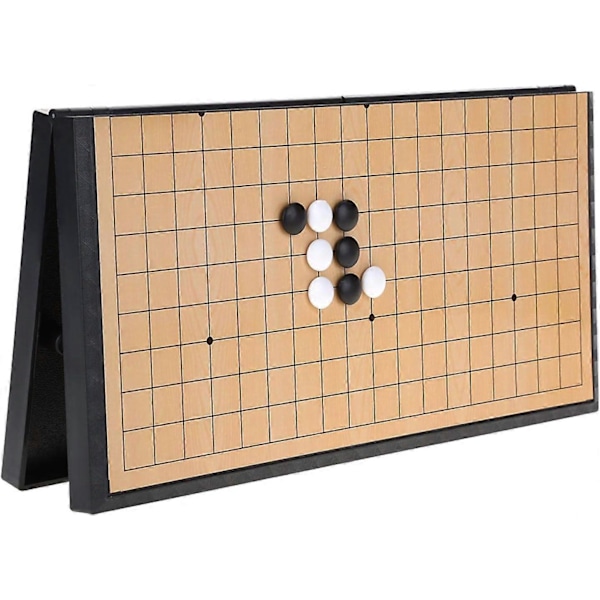 Go Spelset Go Spelbräde Weiqi Set Portabelt Hopfällbart Go Bräde och Stenar Brädspel med Magnetiska Plaststenar Tonåring för Barn (FMY)