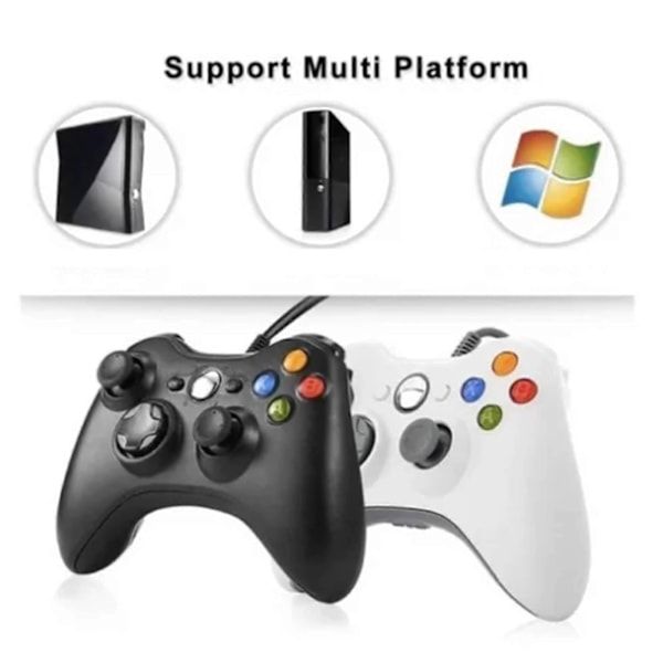 Trådbunden Gamepad för Xbox 360 Universal Vibration Trådbunden Joystick Spelkontroll för Android för PC Svart (FMY)