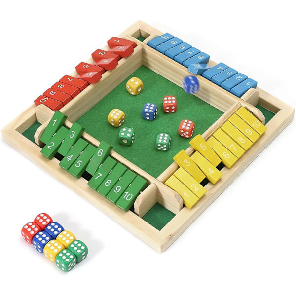 Shut The Box i trä - Klassiskt tärnings- och brädspel för familjer och fester