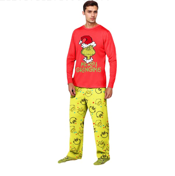 Julpyjamas Grinchen tryckt förälder-barn långärmat pyjamasset för jul hemma 0826 Daddy S