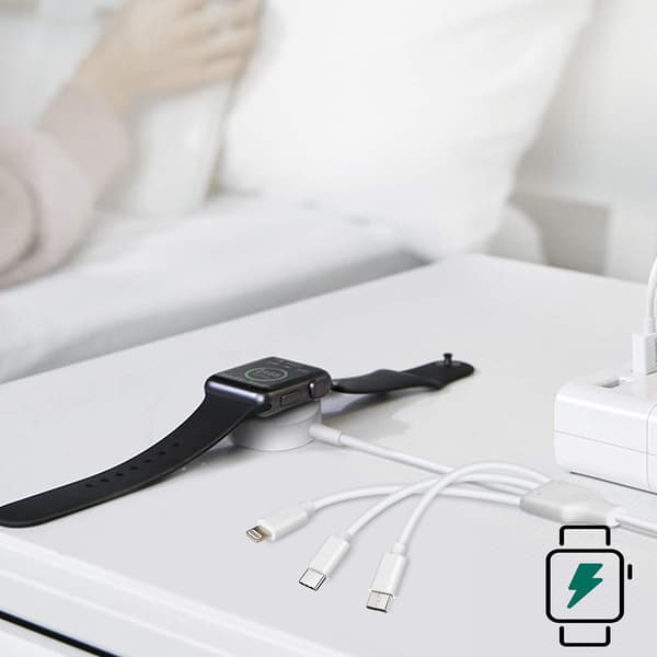 USB-C till Lightning, Micro-USB, USB-C och magnetisk laddningskabel 2A Vit
