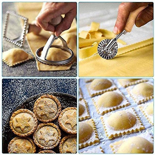 5-delad Ravioli-stämpelset, Ravioli-kutterstämpelset, Premium Ravioli-kakutstämpelset, Används för Ravioli, Pasta