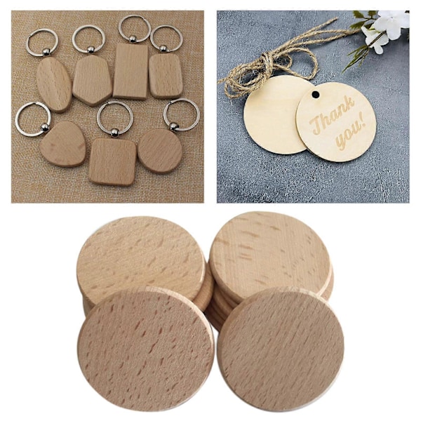 20 Stycken Obehandlade Träskivor Runda Diskar Cirkelbitar Utskurna Flisor 4cm