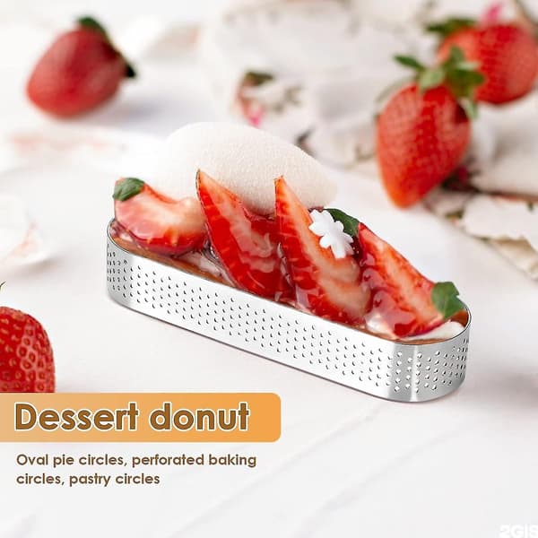 8 Stk Dessert Mousse Perforert Kakering, Fransk Frukt Oval Pai Ring Pai Ring Quiche Kakeform