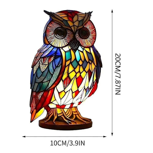Serie Nattlampa Djur i Målat Glas, Bordslampa Djur, Målat Glas Drake/Kyckling/Katt/Varg/Delfin/Uggla/Häst/Sköldpadda Bordslampa, Målad Lampa Fo Owl