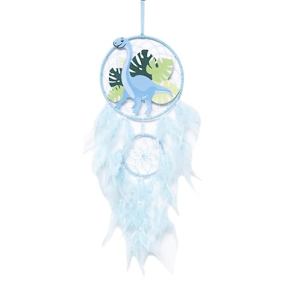 Dinosaurie Drömfångare Ornament Barn Faux LED Ljus Fjäder Drömfångare Handgjord Heminredning Födelsedag Blue Without Light