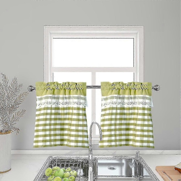 Köksgardiner Dekor Fönstergardin Lyxigt Cafékappa Överkast Draperier-MXBC Yellow Green 74cmx90cm