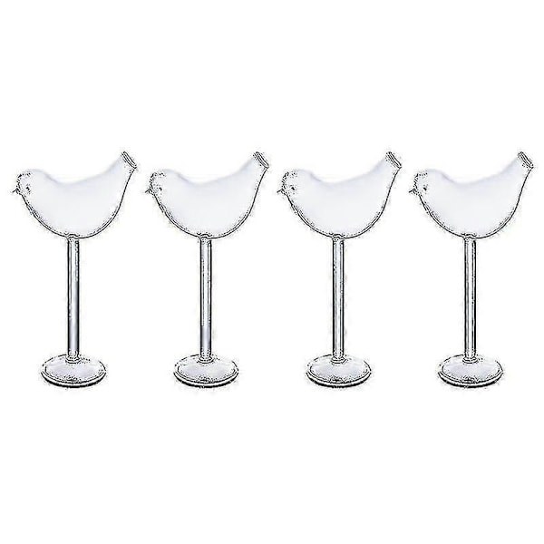1 Set 4 st Fågelform Cocktailglas Glas Vinglas Bägare (transparent) (FMY)