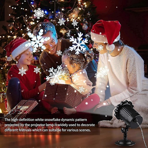 Julprojektor LED-lampa, Snöflingeprojektorlampa, Vit Dynamisk Nattbelysning, Utomhus Julprojektor, 180 Justerbar Vinkel, IP65 Vattentät