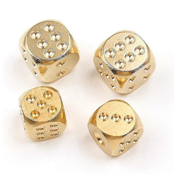 5 st Tärningar 15mm Metalltärningar med Fodral 6-sidiga Guld Mahjong Tärningssats Jin