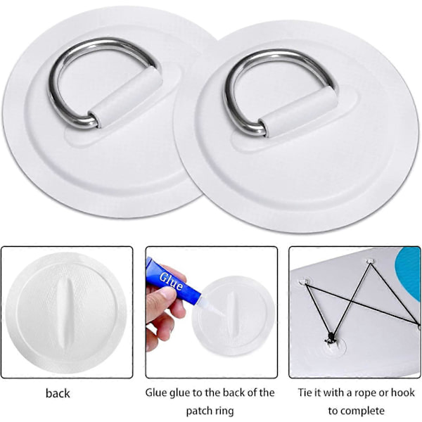 6-pack D-ring patch i rostfritt stål för uppblåsbar båt kajak jolle SUP (FMY)